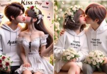happy kiss day ai photo editing