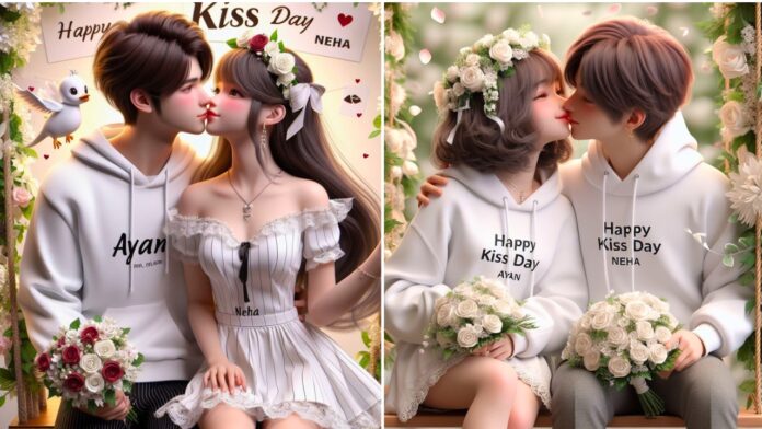 happy kiss day ai photo editing